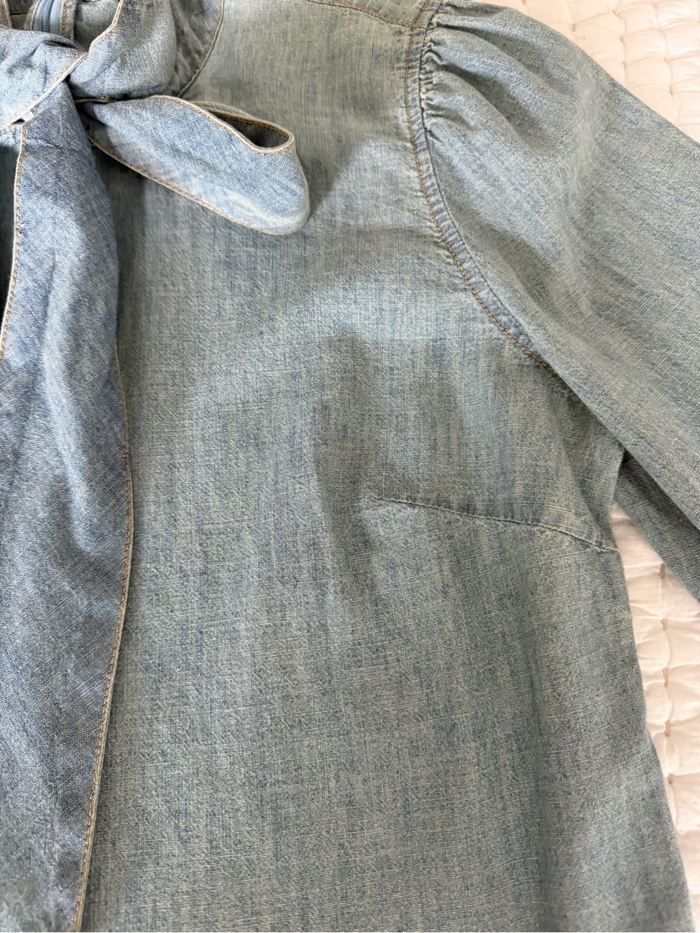 Ralph Lauren Vintage Chambray Blouse with Box Bow - Picture 5 of 12